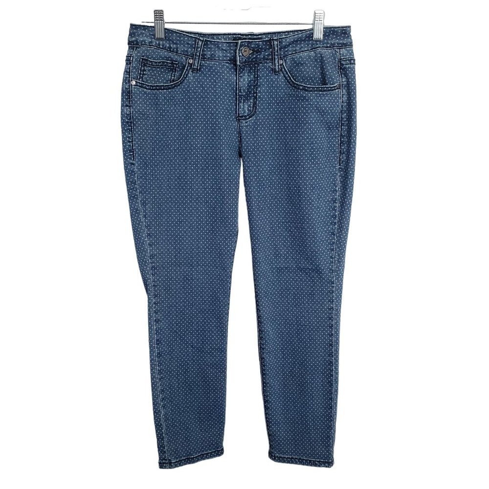 Earl Jean Size 10P 10 Petite Jeans Blue Denim Skinny Ankle Stretch Polka Dot